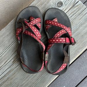 Womens Red Chacos Z2 Classic